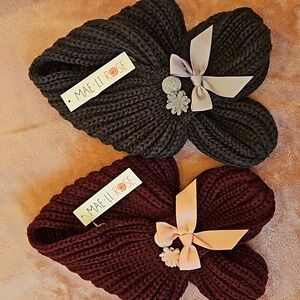 NEW Set of 2 Toddler MaeLi Rose Waffle Knit Bow Detail Scarf